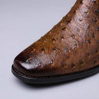 Men's Ostrich Embossed Leather Chelsea Boots Textured Slip On
