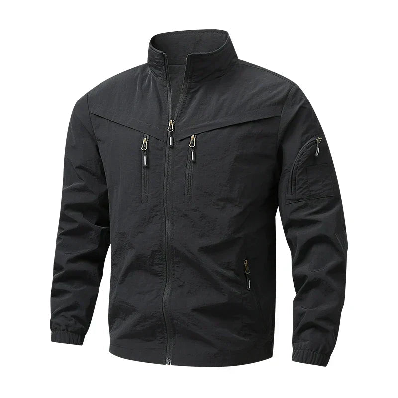 Men's Weather Resistant Utility Jacket Lightweight Multi Pocket Outdoor