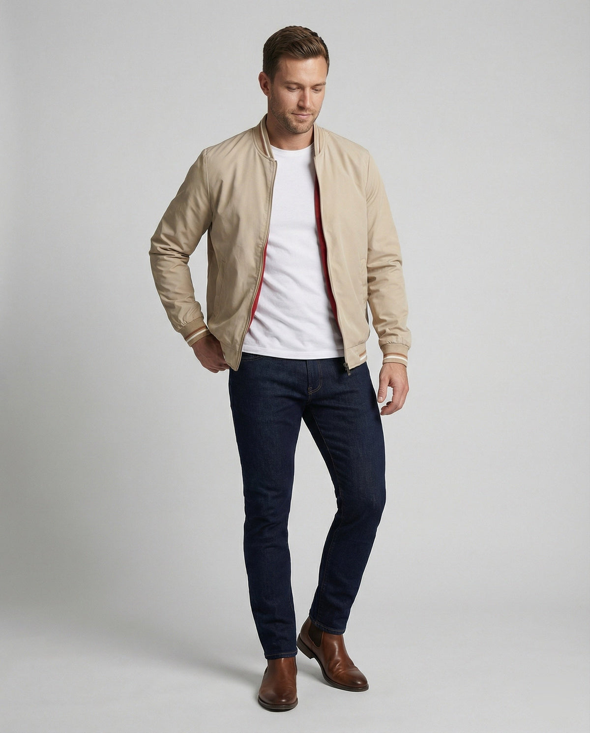 Men's Water Resistant Nylon Bomber Jacket Lightweight Breathable Layer