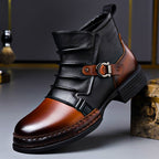 Men's Handcrafted Leather Buckle Boots Structured Ankle Style