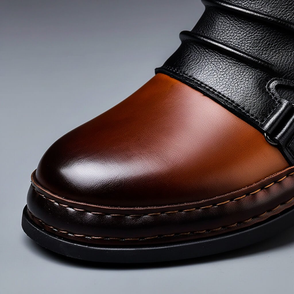 Men's Handcrafted Leather Buckle Boots Structured Ankle Style
