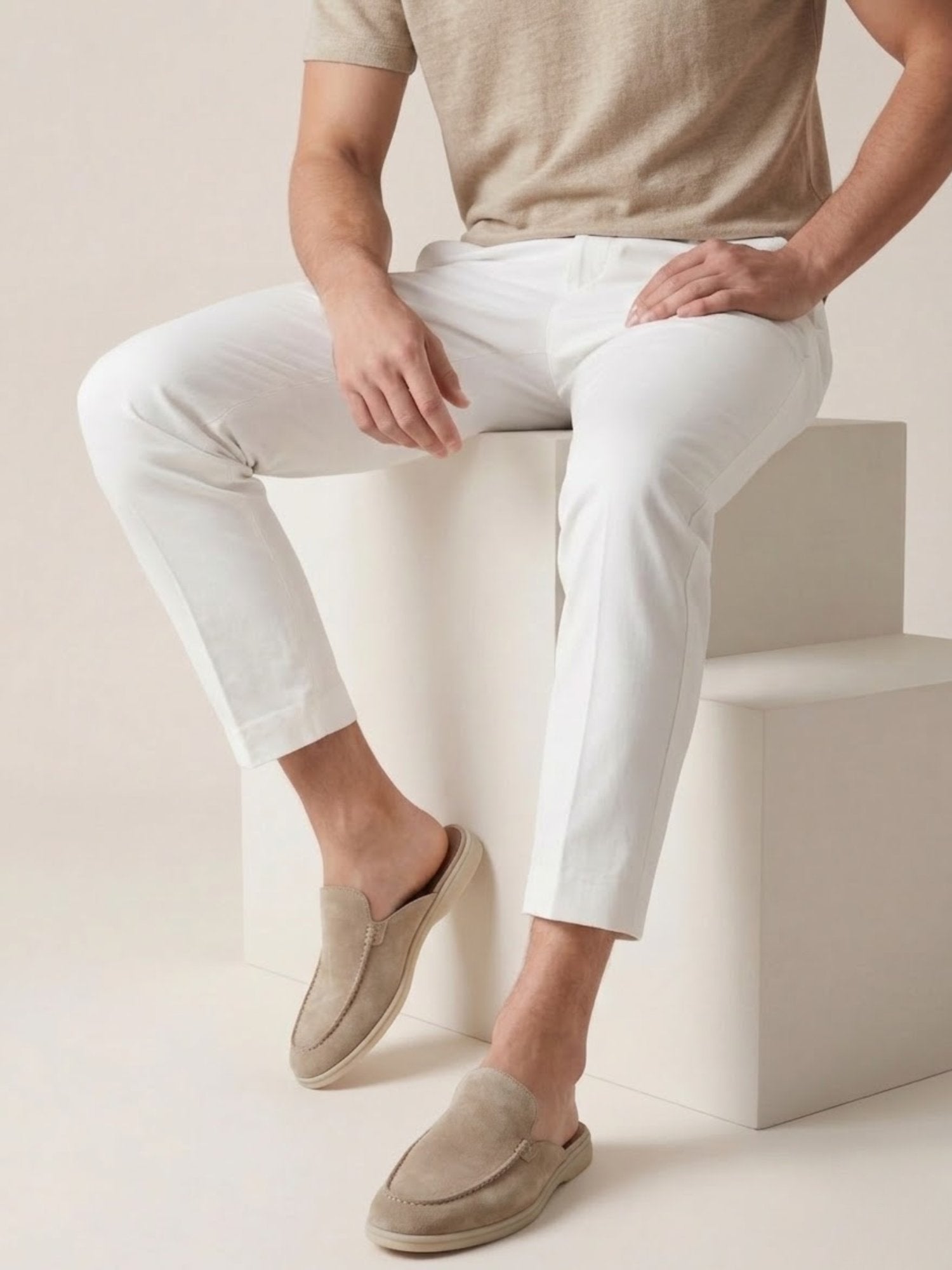 Men's Suede Look Mule Loafers Lightweight Slip On Shoes