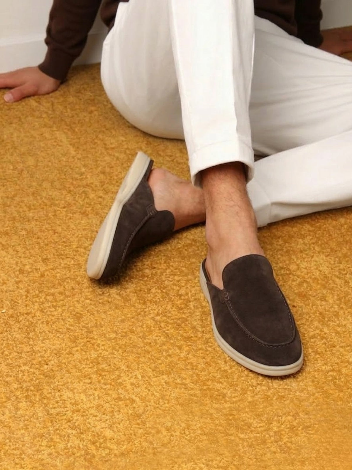 Men's Suede Look Mule Loafers Lightweight Slip On Shoes