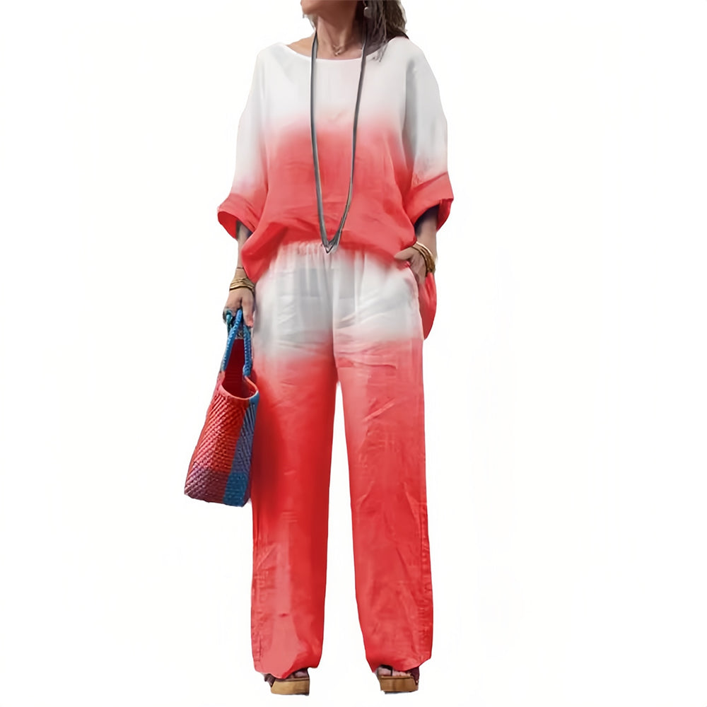 Women's Cotton & Linen Two-Piece Set – T-Shirt