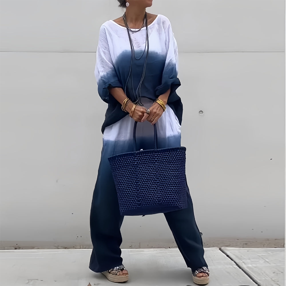 Women's Cotton & Linen Two-Piece Set – T-Shirt