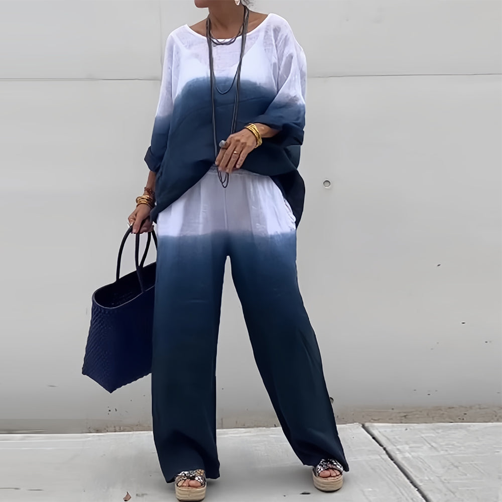 Women's Cotton & Linen Two-Piece Set – T-Shirt