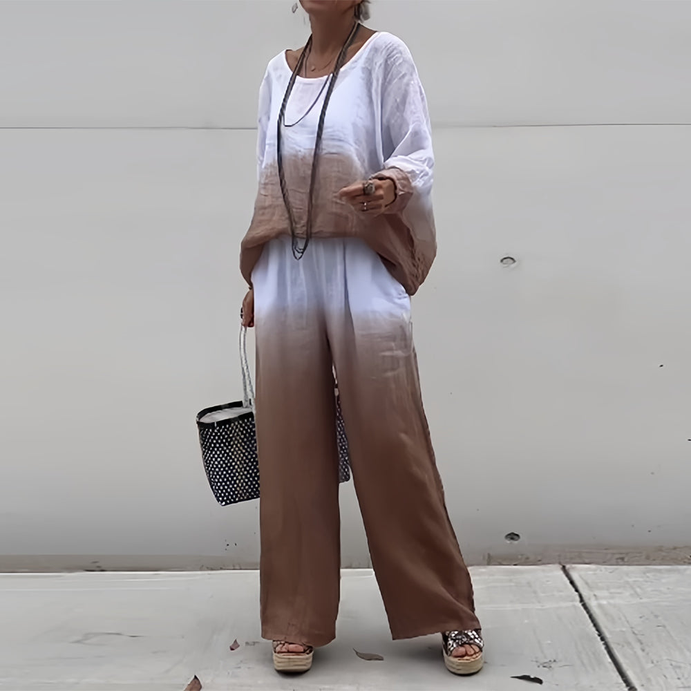 Women's Cotton & Linen Two-Piece Set – T-Shirt