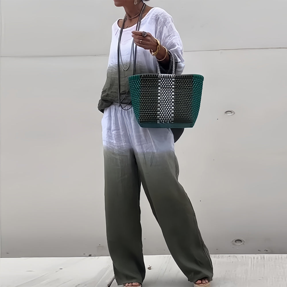 Women's Cotton & Linen Two-Piece Set – T-Shirt