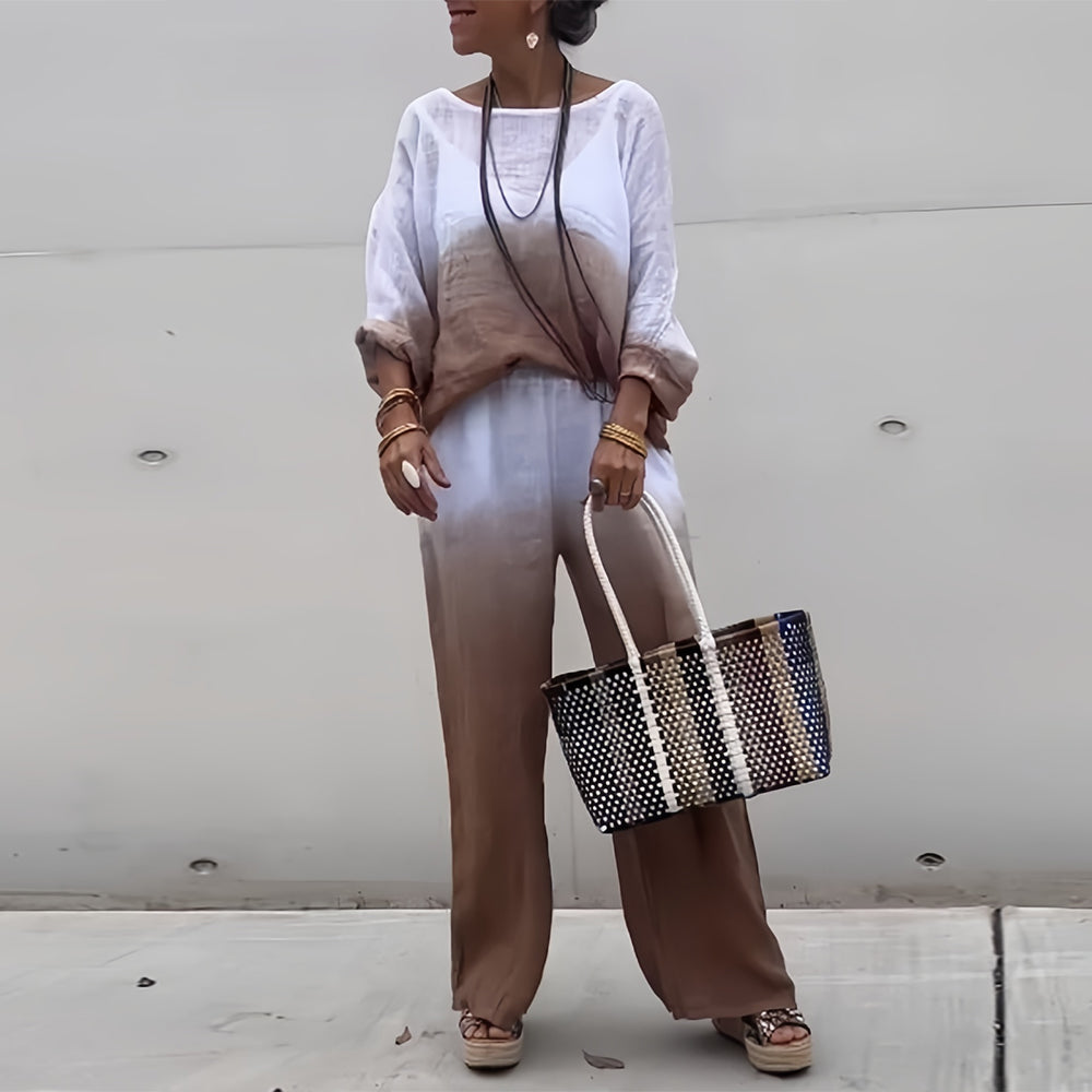Women's Cotton & Linen Two-Piece Set – T-Shirt