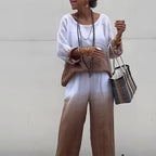 Women's Cotton & Linen Two-Piece Set – T-Shirt