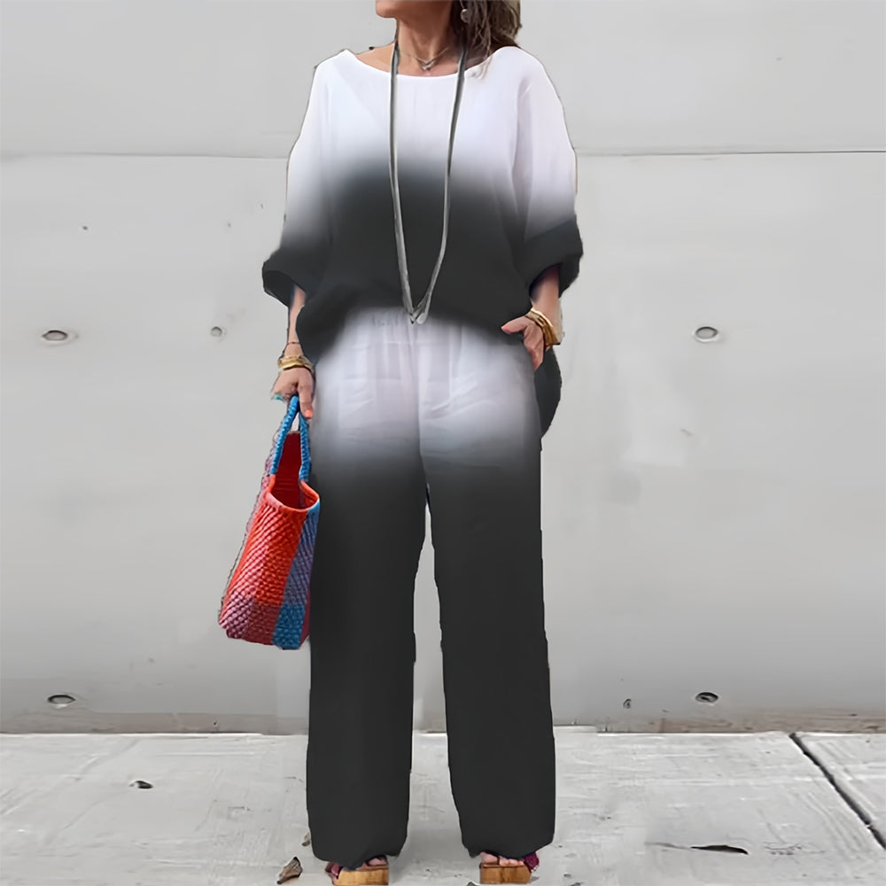 Women's Cotton & Linen Two-Piece Set – T-Shirt
