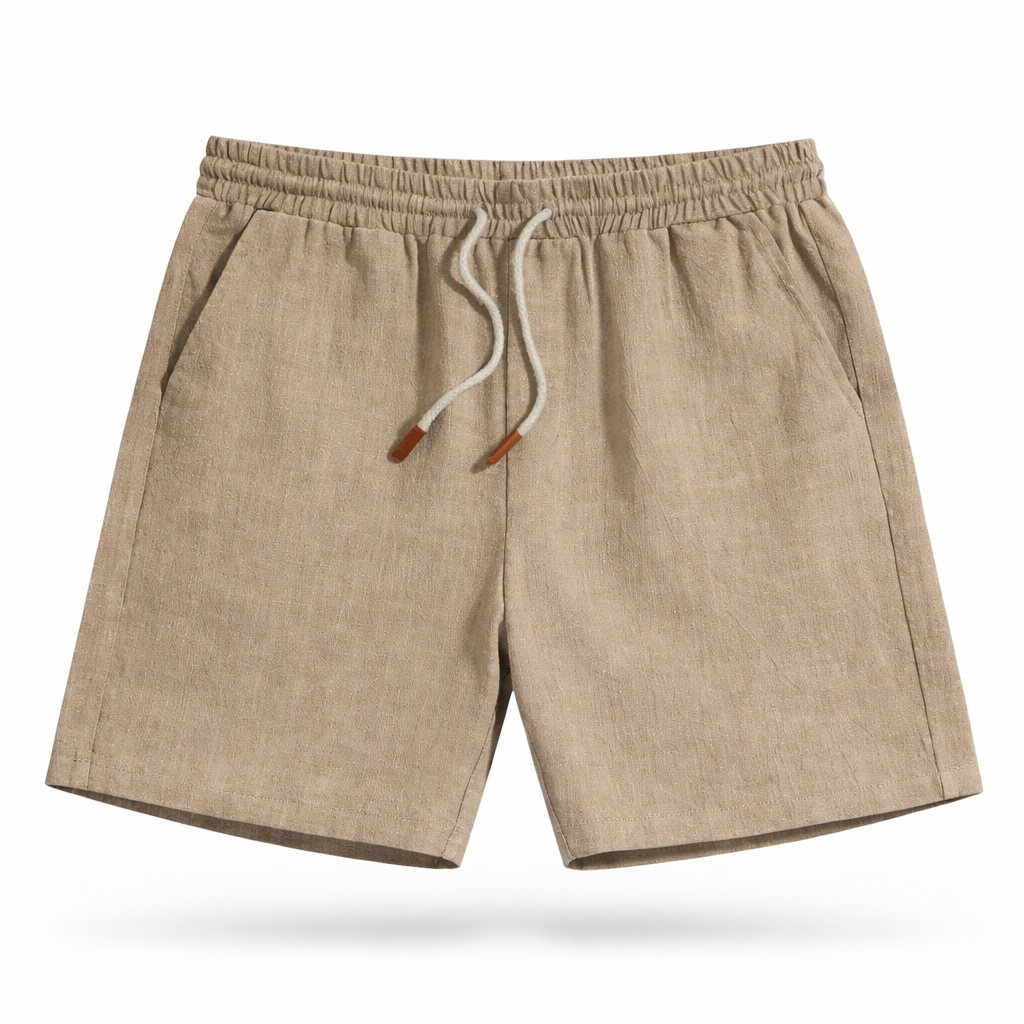 Men's Linen Shorts Elastic Waist Drawstring Summer Fit