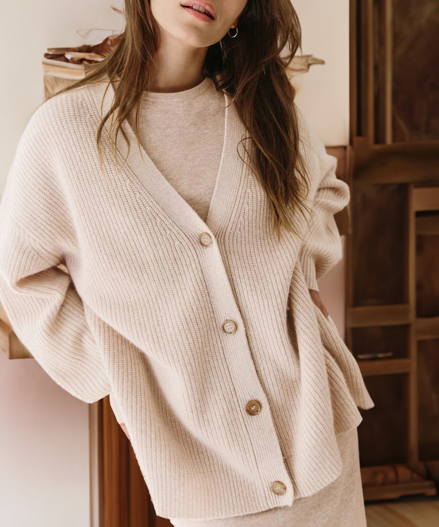 Women's Oversized Knit Cardigan – Soft Button-Front Layer