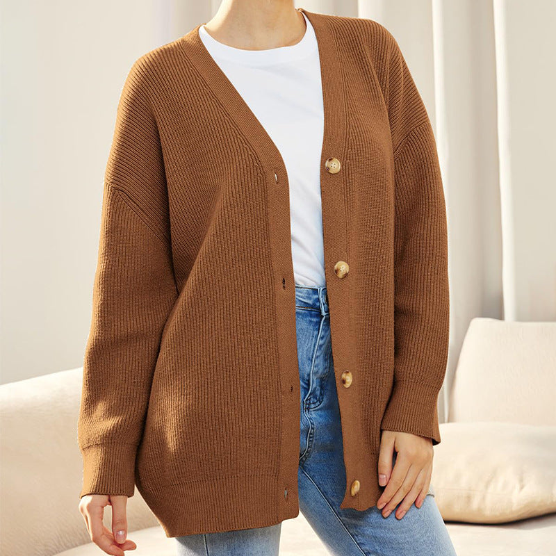 Women's Oversized Knit Cardigan – Soft Button-Front Layer