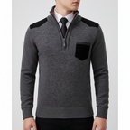 Men's Quarter Zip Soft Knit Sweater with Chest Pocket