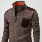 Men's Quarter Zip Soft Knit Sweater with Chest Pocket