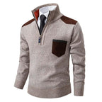 Men's Quarter Zip Soft Knit Sweater with Chest Pocket