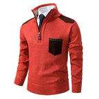 Men's Quarter Zip Soft Knit Sweater with Chest Pocket
