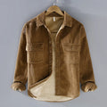 Men's Warm Corduroy Overshirt Jacket Button Up Layer