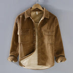 Men's Warm Corduroy Overshirt Jacket Button Up Layer
