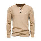 Men's Henley Shirt Long Sleeve Button Neck Casual Top