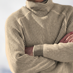 Men's Ribbed Turtleneck Sweater Raglan Long Sleeve Fit