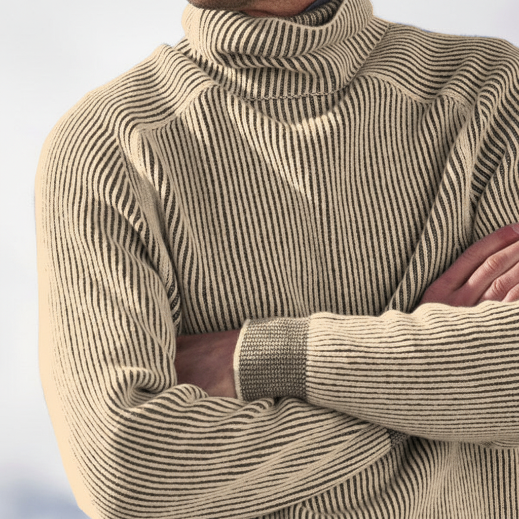 Men's Ribbed Turtleneck Sweater Raglan Long Sleeve Fit