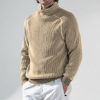Men's Ribbed Turtleneck Sweater Raglan Long Sleeve Fit