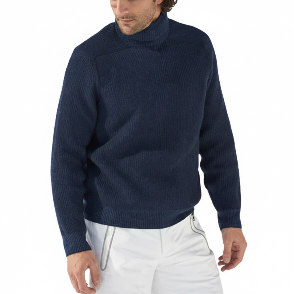 Men's Ribbed Turtleneck Sweater Raglan Long Sleeve Fit
