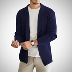 Men's Open Front Knit Cardigan Textured Shawl Collar Layer