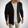 Men's Open Front Knit Cardigan Textured Shawl Collar Layer