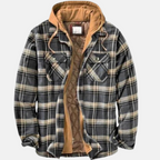 Men's Warm Hooded Overshirt Jacket Printed Quilted Layer