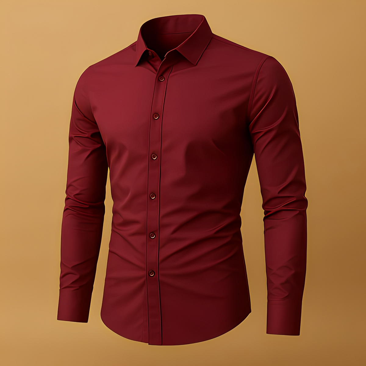 Men's Shape-Holding Slim Shirt for Office to Evening - Red