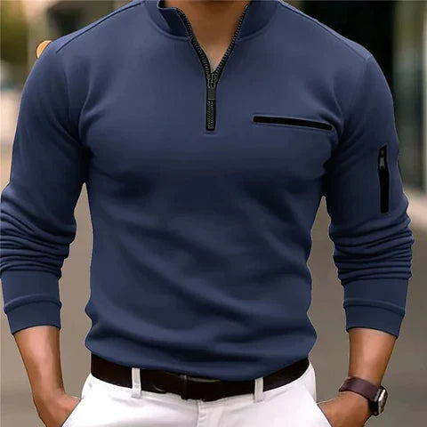 Men's Zip Sweater With Pockets Comfortable Breathable Stylish Casual