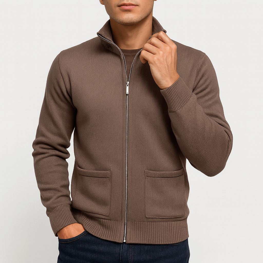 Men's Cotton Zip Cardigan Lightweight Breathable Layer for Office