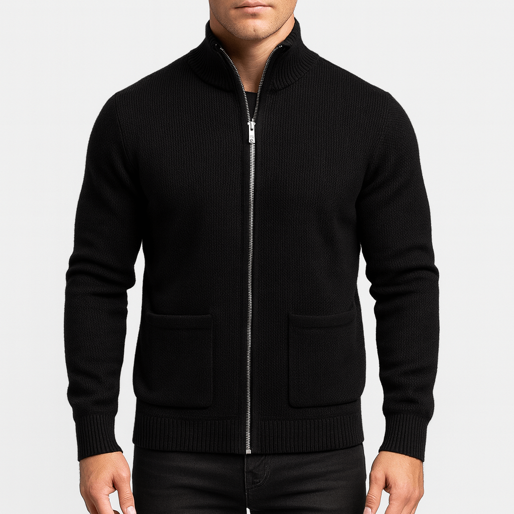 Men's Cotton Zip Cardigan Lightweight Breathable Layer for Office