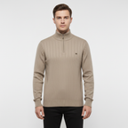 Men's Textured Half Zip Sweater with Raised Collar