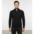 Men's Textured Half Zip Sweater with Raised Collar