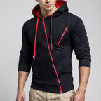 Men's Asymmetric Zip Hooded Training Jacket with Chest Pocket