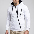 Men's Asymmetric Zip Hooded Training Jacket with Chest Pocket