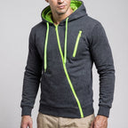 Men's Asymmetric Zip Hooded Training Jacket with Chest Pocket