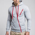 Men's Asymmetric Zip Hooded Training Jacket with Chest Pocket