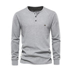 Men's Henley Shirt Long Sleeve Button Neck Casual Top
