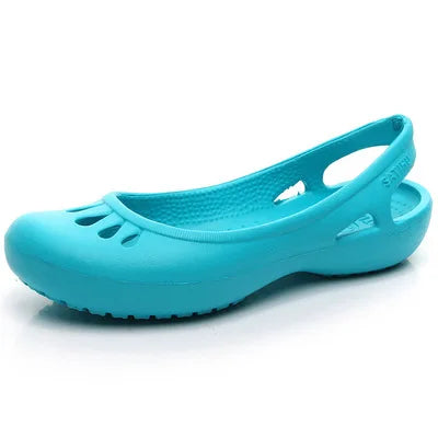 Women's Comfortable Sandals Lightweight Waterproof Jelly Flat Cut-Out Slides