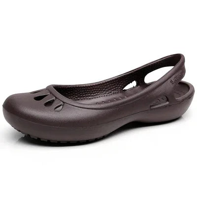 Women's Comfortable Sandals Lightweight Waterproof Jelly Flat Cut-Out Slides
