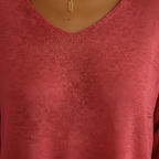 Women's Lightweight V Neck Knit Top Relaxed Three