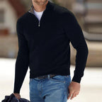 Men's Lightweight Quarter Zip Sweater with Raised Collar