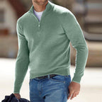 Men's Lightweight Quarter Zip Sweater with Raised Collar