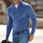 Men's Lightweight Quarter Zip Sweater with Raised Collar