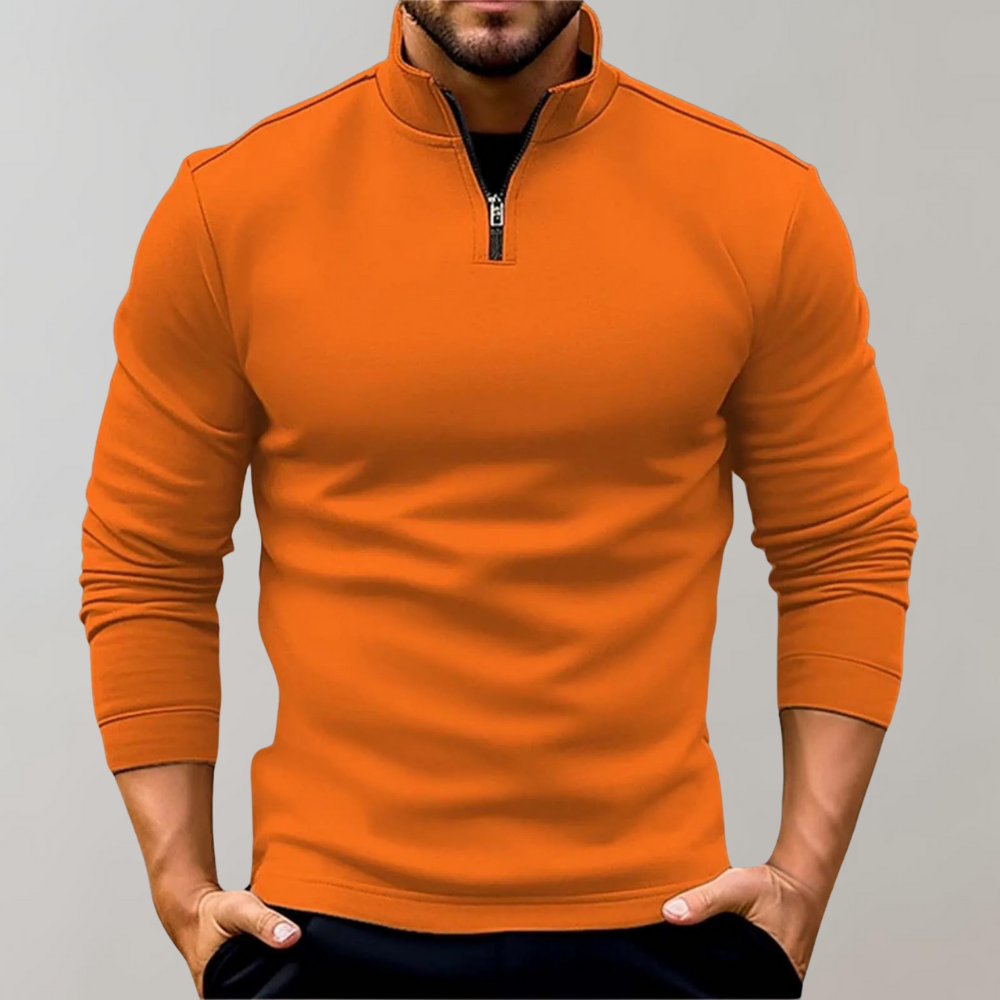 Men's Quarter Zip Sweater with Stand Collar
